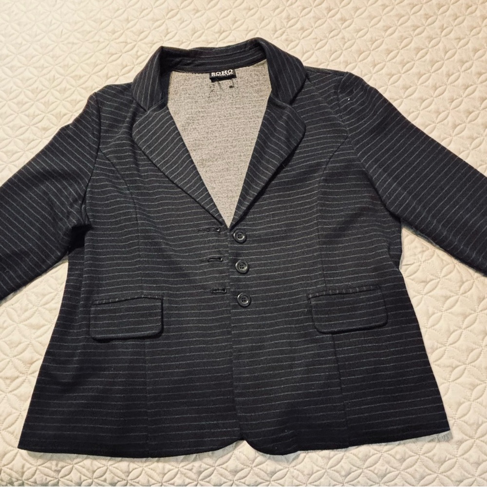 Soho Black Pinstripe Blazer
